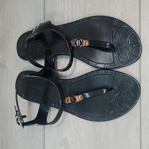 Coach Womens Piccadilly plastic Thong Sandals flas flip flop Ankle shoes sz 6B - Picture 2 of 9